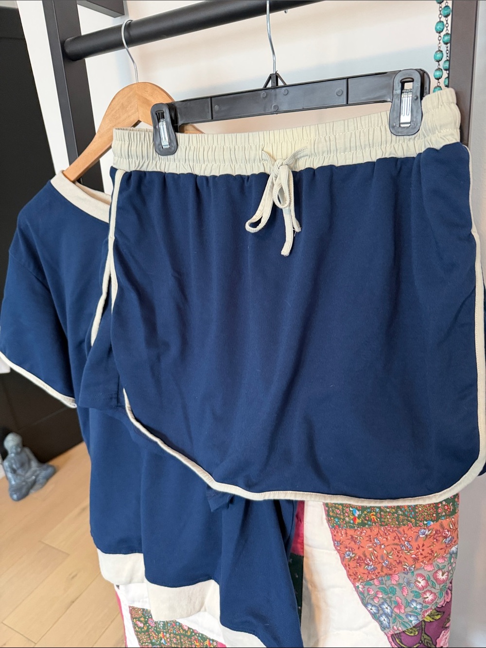 Amazon Women's Navy Blue and Cream Athletic Skort and matching short sleeve top